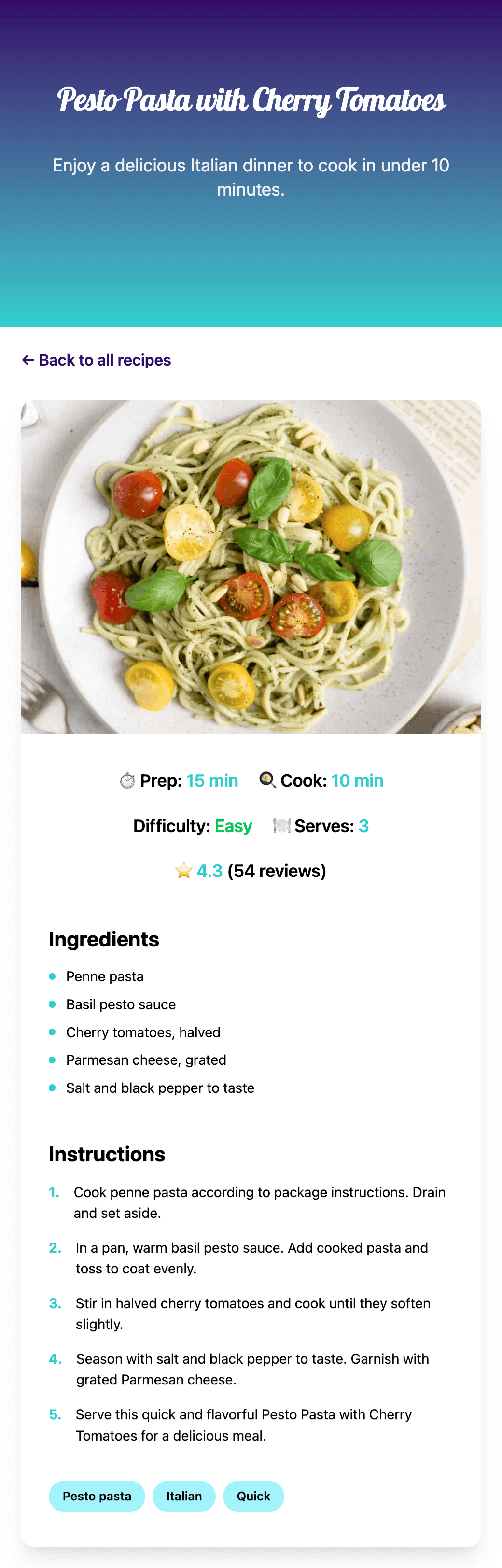 Epicure App Mobile View